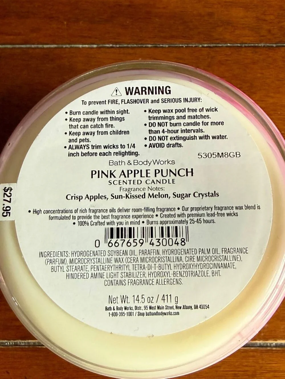 NEW PINK APPLE PUNCH 3-Wick Candle Bath & Body Works